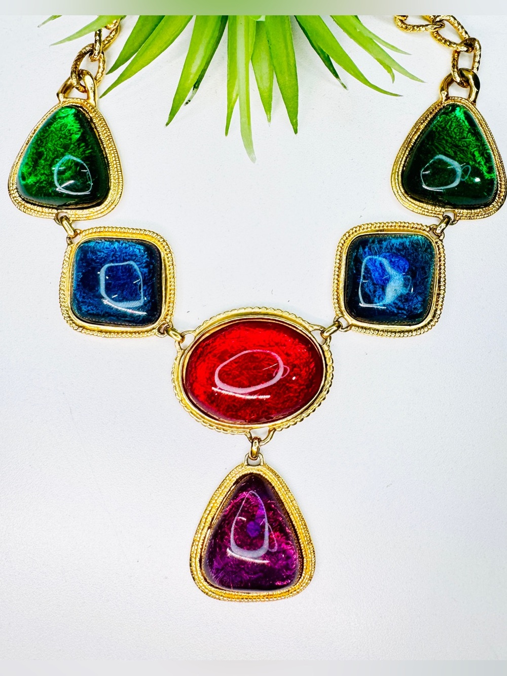 VTG 90s KJL for Avon Kenneth Jay Lane Caprianti Jewel Tone Statement Necklace - Picture 6 of 12
